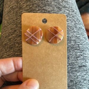 Brown and Pink Round Earrings